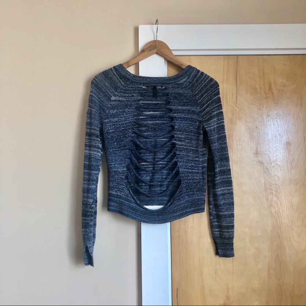 Heathered sweater with cutout detail in back
